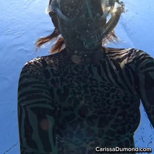 xsiteability.com - Carissa Dumond in the sheer zebra catsuit underwater in the springs thumbnail